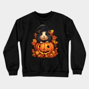 Cute Halloween Guinea Pig With Pumpkin Funny Halloween Gifts For Guinea Pigs Lover Crewneck Sweatshirt